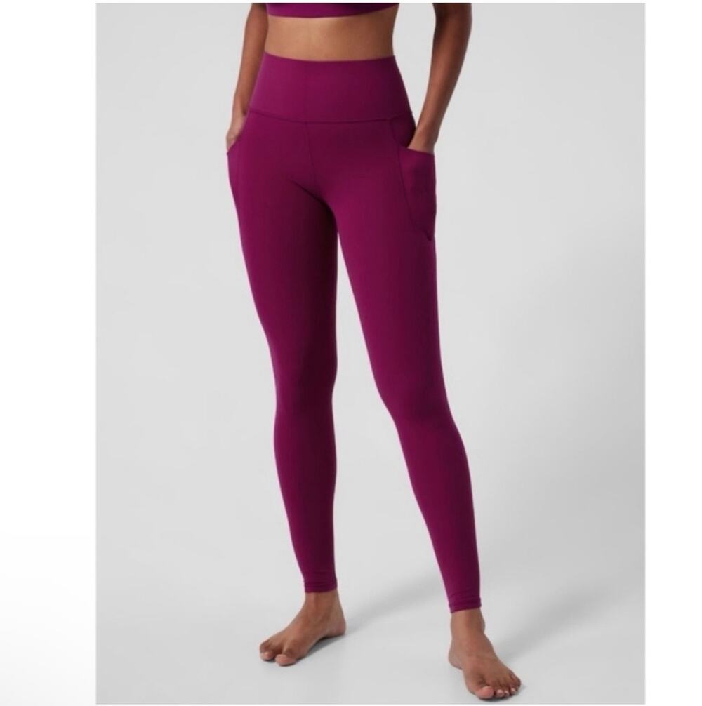 Athleta Leggings Womens 3X Fuschia Pink Salutation Stash Pocket Yoga Gym Pilates